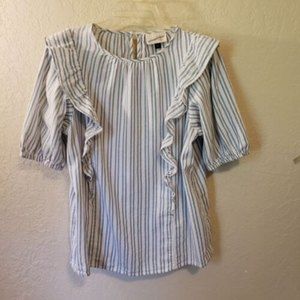 Universal Threads Ruffled 100% Cotton Short Sleeve Peasant Blouse Sz Small